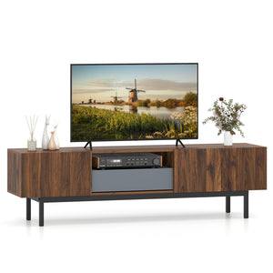 Modern Mid Century TV Cabinetfor TVs up to 82 inches with Drawer-Walnut