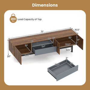 Modern Mid Century TV Cabinetfor TVs up to 82 inches with Drawer-Walnut view 4