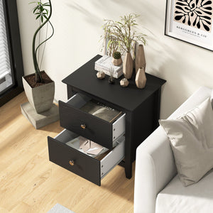 Modern Nightstand with 2 Drawers for Small Spaces-Black view 3