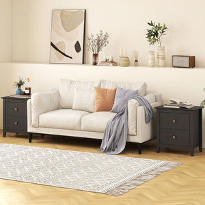 Modern Nightstand with 2 Drawers for Small Spaces-Black view 6