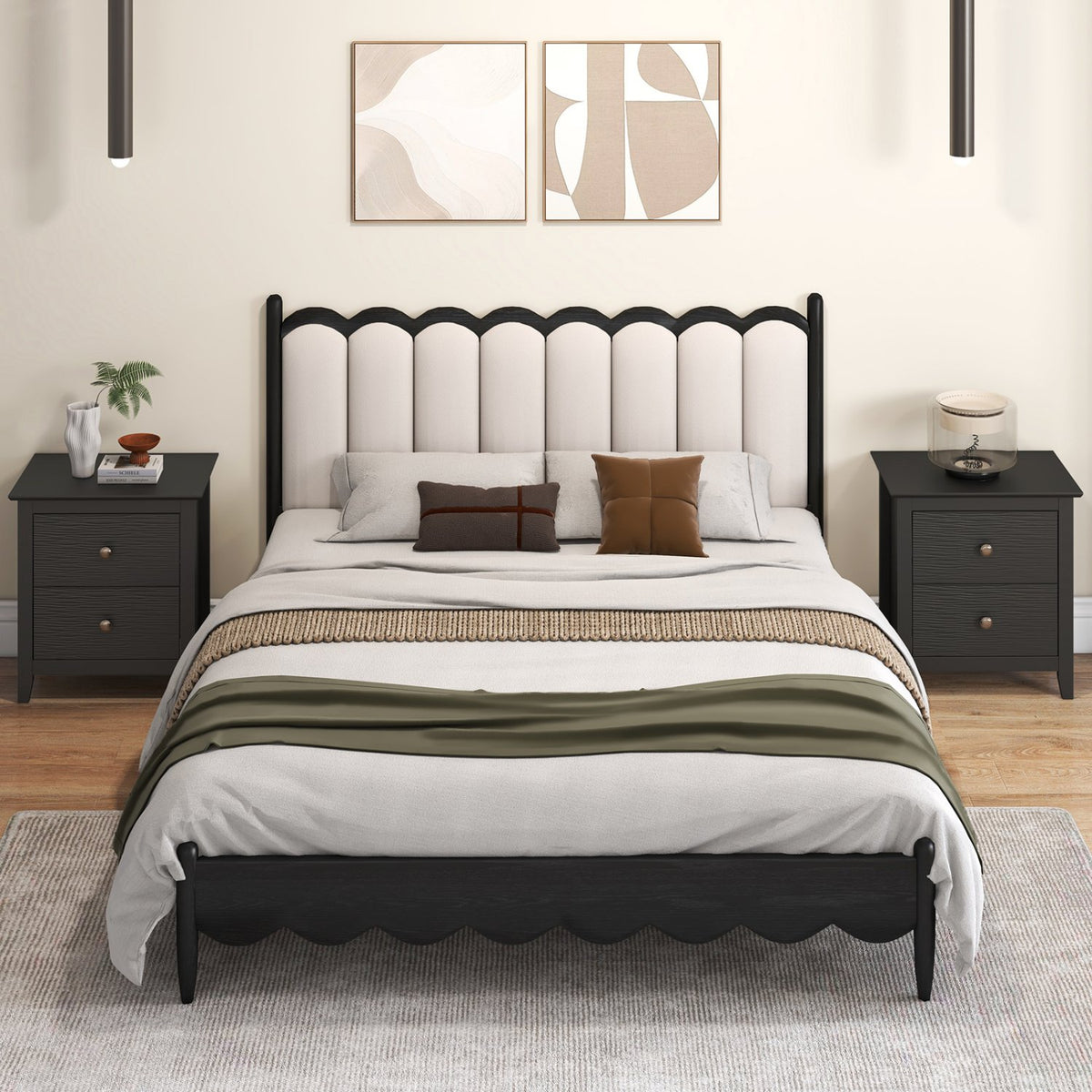Modern Nightstand with 2 Drawers for Small Spaces-Black view 7