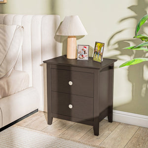 Modern Nightstand with 2 Drawers for Small Spaces-Brown view 2
