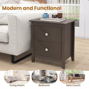 Modern Nightstand with 2 Drawers for Small Spaces-Brown view 7
