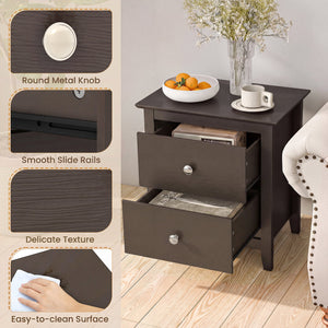 Modern Nightstand with 2 Drawers for Small Spaces-Brown view 9