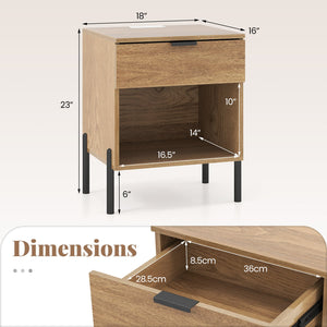 Modern Nightstand with Charging Station-Natural view 4