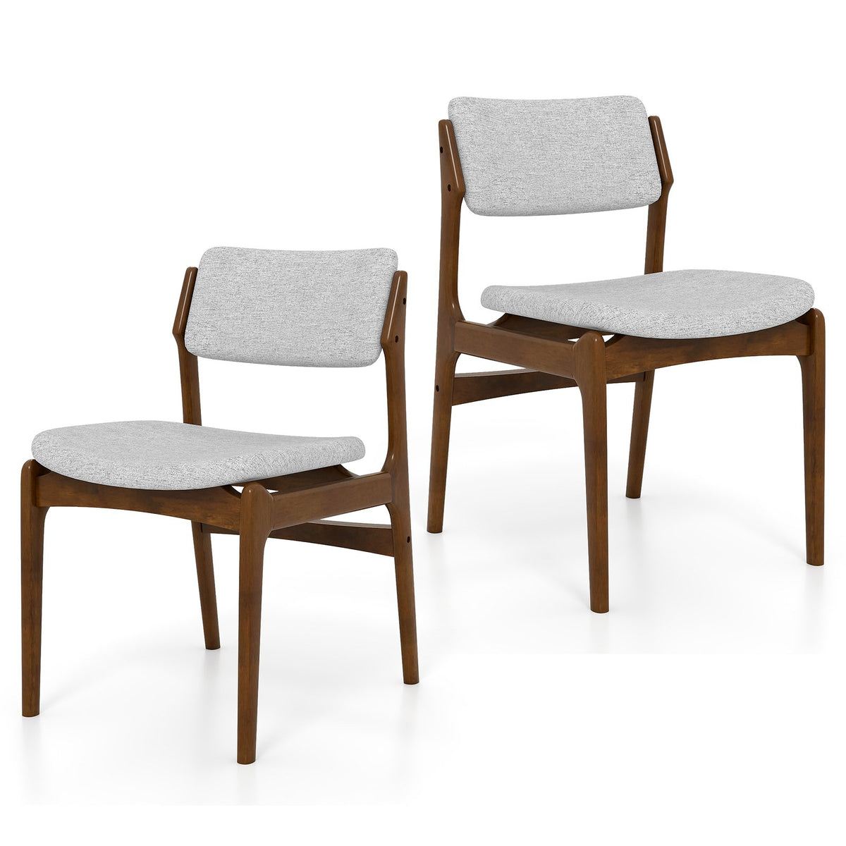 Modern Padded Dining Chairs with Rubber Wood Legs Set of 2-Brown view 3
