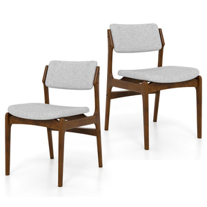 Modern Padded Dining Chairs with Rubber Wood Legs Set of 2-Brown view 3