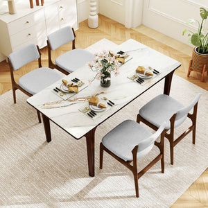 Modern Padded Dining Chairs with Rubber Wood Legs Set of 4-Brown view 2
