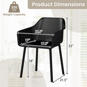 Modern Plastic Dining Chairs Set of 2 Kitchen Armchairs with Breathable Mesh Backres-Black view 4