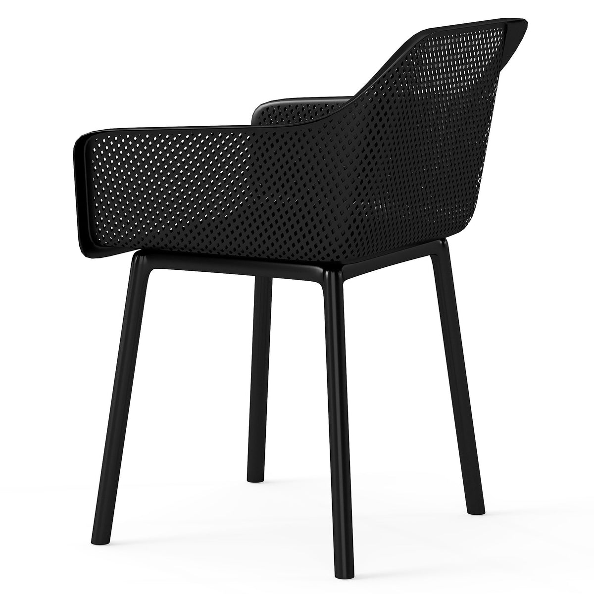 Modern Plastic Dining Chairs Set of 2 Kitchen Armchairs with Breathable Mesh Backres-Black view 9