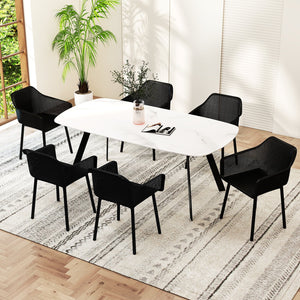 Modern Plastic Dining Chairs Set of 4 Kitchen Armchairs with Breathable Mesh Backrest-Black view 3
