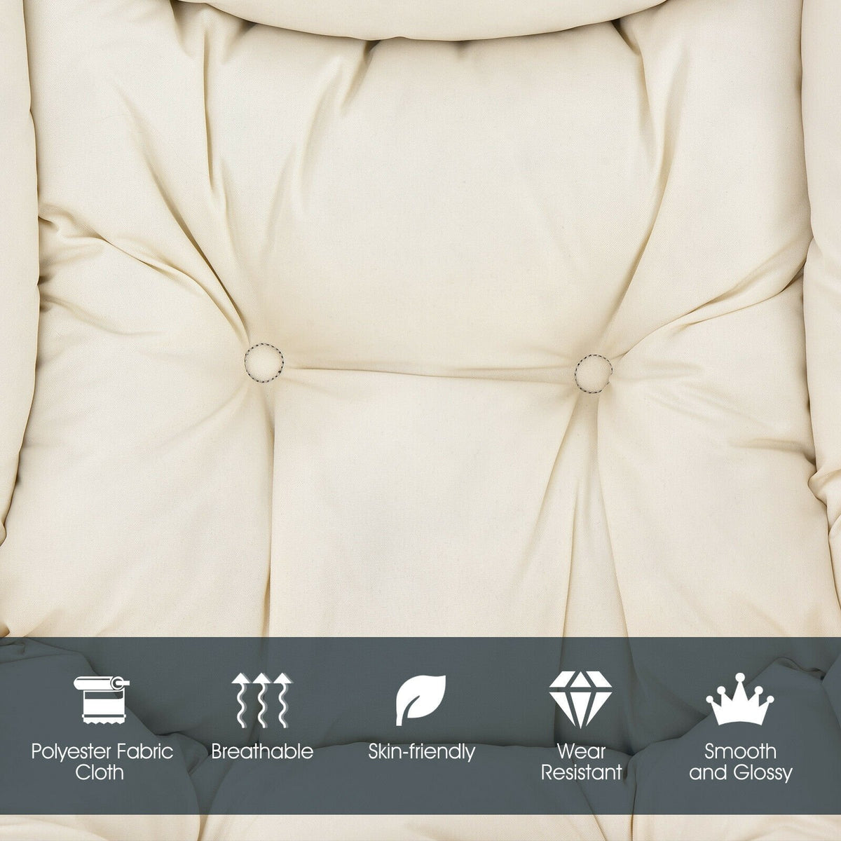 Modern Polyester Fabric Lazy Chair with Steel Frame and Side Pocket-Beige view 8