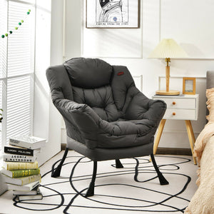 Modern Polyester Fabric Lazy Chair with Steel Frame and Side Pocket-Gray view 6