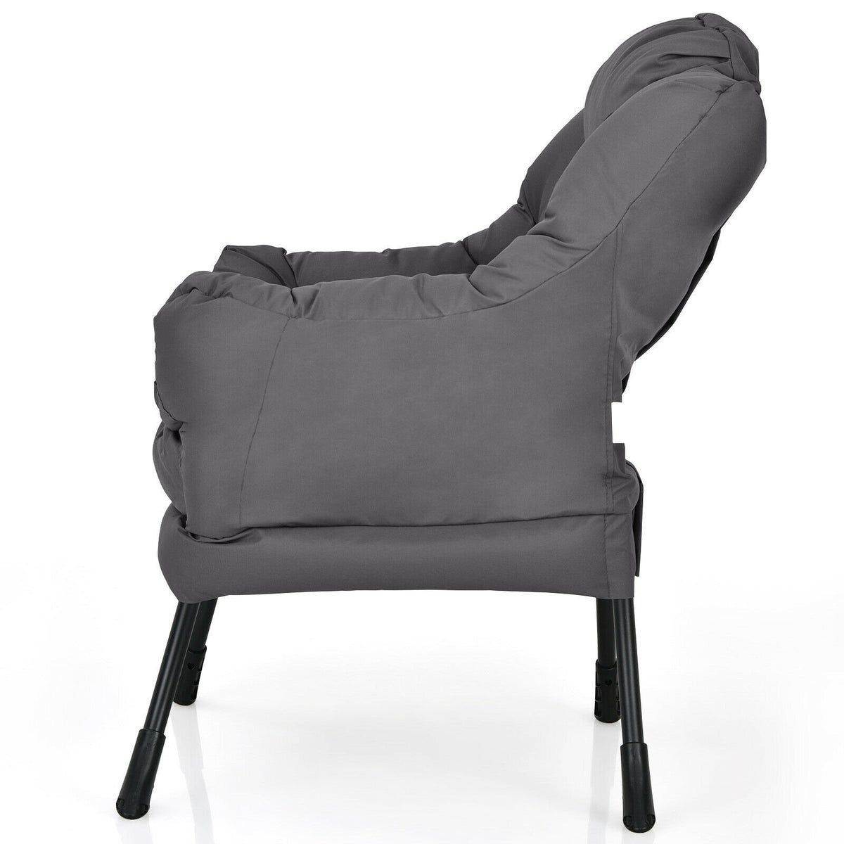Modern Polyester Fabric Lazy Chair with Steel Frame and Side Pocket-Gray view 7