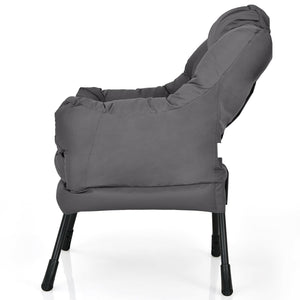 Modern Polyester Fabric Lazy Chair with Steel Frame and Side Pocket-Gray view 7