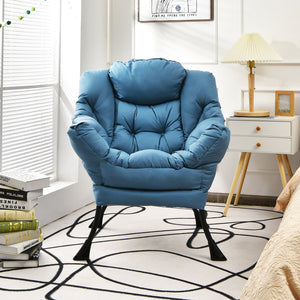 Modern Polyester Fabric Lazy Chair with Steel Frame and Side Pocket-Navy view 3