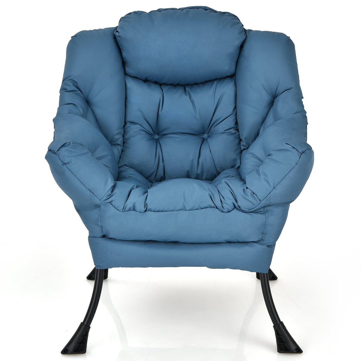 Modern Polyester Fabric Lazy Chair with Steel Frame and Side Pocket-Navy view 4