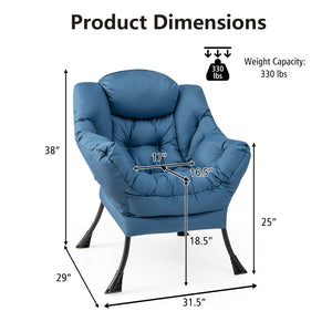 Modern Polyester Fabric Lazy Chair with Steel Frame and Side Pocket-Navy view 5