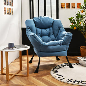 Modern Polyester Fabric Lazy Chair with Steel Frame and Side Pocket-Navy view 6