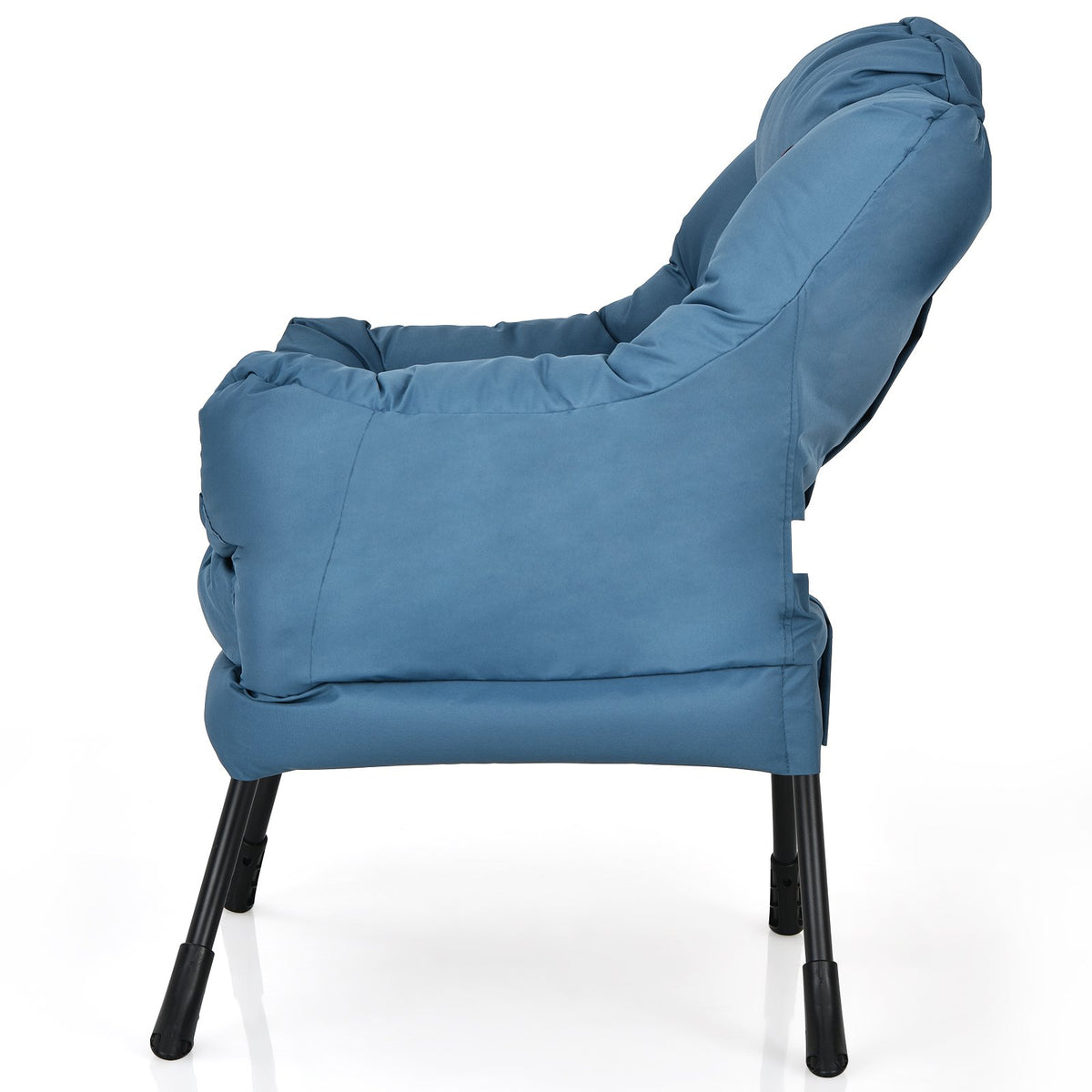 Modern Polyester Fabric Lazy Chair with Steel Frame and Side Pocket-Navy view 9