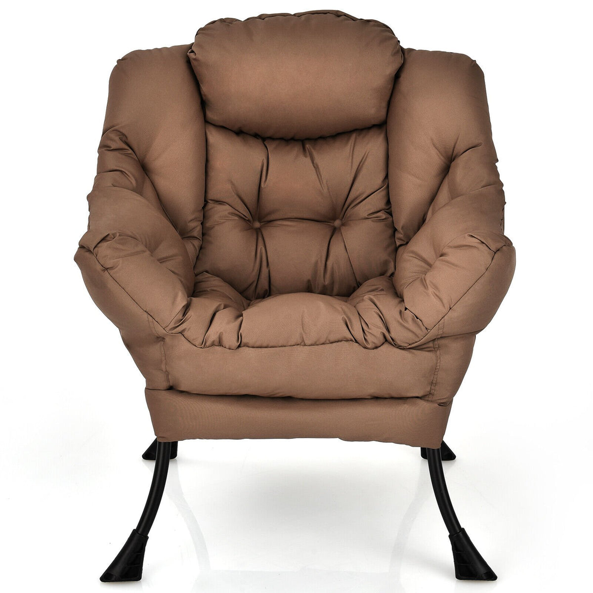 Modern Polyester Fabric Lazy Chair with Steel Frame and Side Pocket-Brown view 4