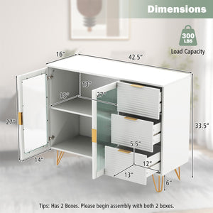 Modern Sideboard Buffet Cabinet with 2 Doors and 3 Drawers for Living Room Dining Room-White view 5