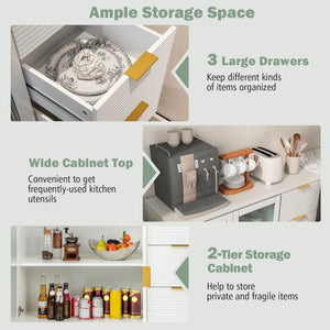Modern Sideboard Buffet Cabinet with 2 Doors and 3 Drawers for Living Room Dining Room-White view 6
