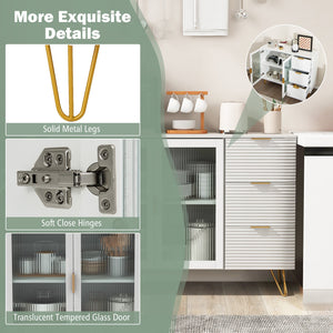 Modern Sideboard Buffet Cabinet with 2 Doors and 3 Drawers for Living Room Dining Room-White view 9
