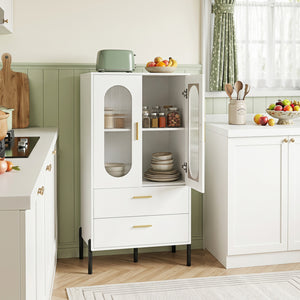 Modern Sideboard Buffet Cabinet with Fluted Doors-White view 2