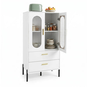 Modern Sideboard Buffet Cabinet with Fluted Doors-White view 4