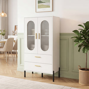Modern Sideboard Buffet Cabinet with Fluted Doors-White view 6