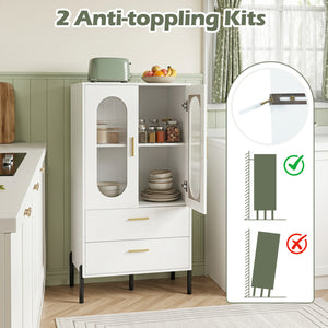 Modern Sideboard Buffet Cabinet with Fluted Doors-White view 8