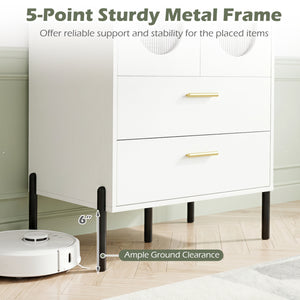 Modern Sideboard Buffet Cabinet with Fluted Doors-White view 9