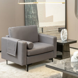 Modern Single Sofa with Cushion Bolster and Side Storage Pocket view 2