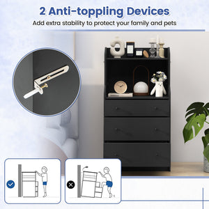 Modern Storage Dresser with Anti-toppling Device-Black view 5