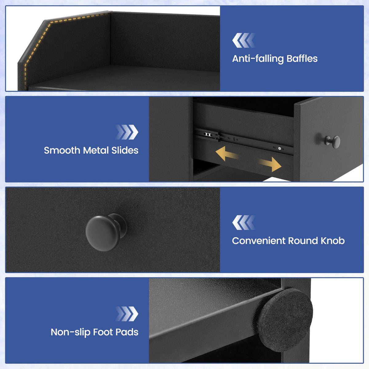 Modern Storage Dresser with Anti-toppling Device-Black view 7