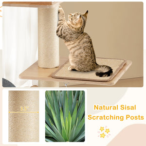 Modern Tall Cat Tower with Double Condos with Dangling Balls and Sisal Carpets-Natural view 6