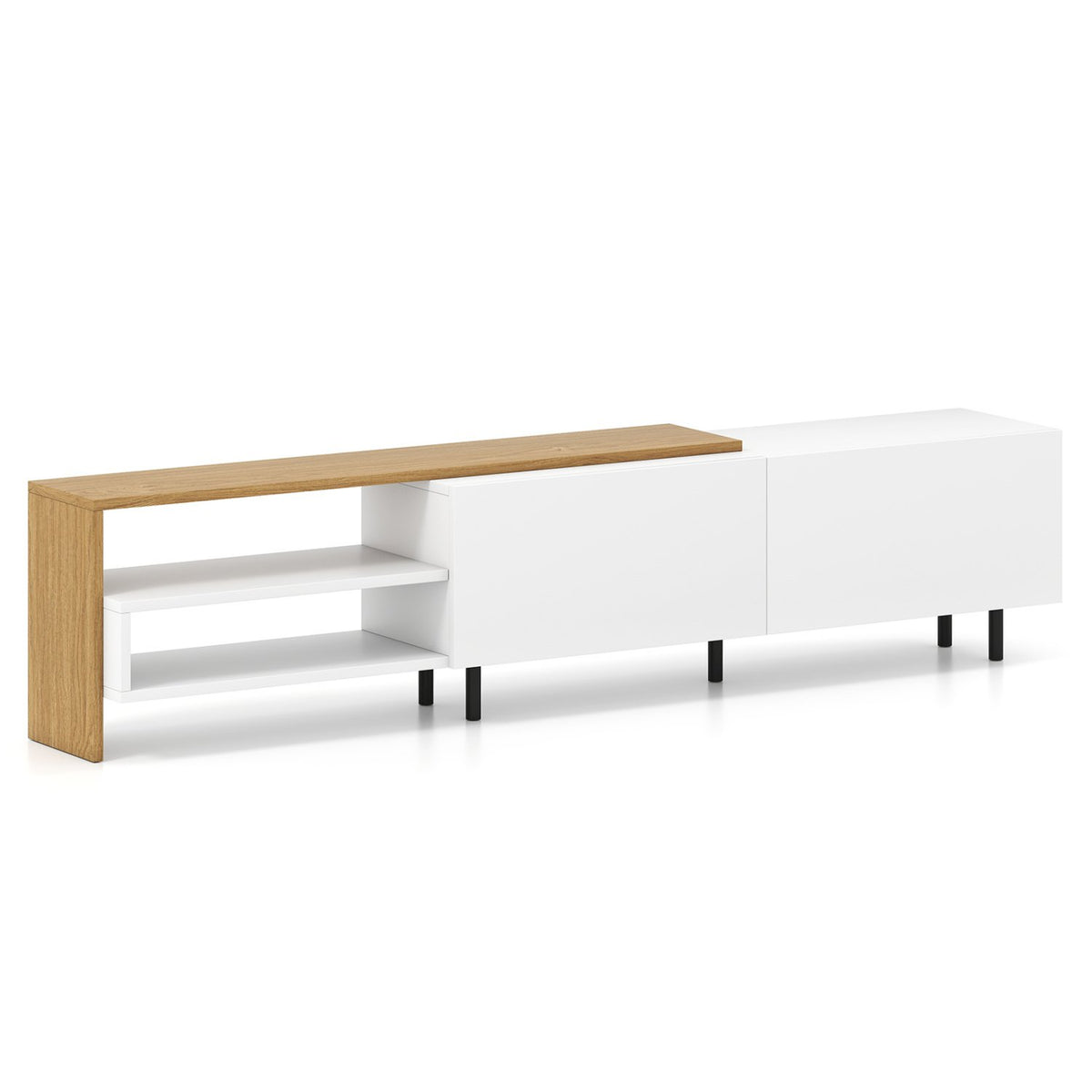 Modern TV Stand for 80 Inches TVs with Storage Shelves and Cabinets-White