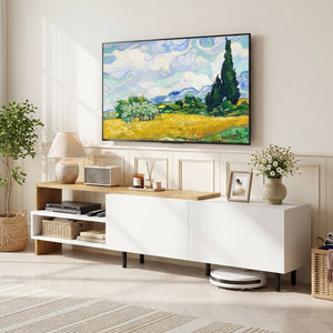 Modern TV Stand for 80 Inches TVs with Storage Shelves and Cabinets-White view 3