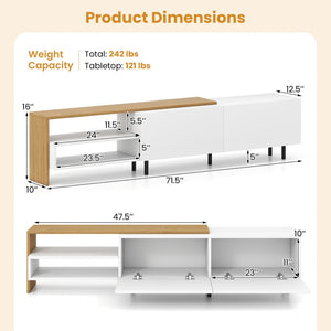 Modern TV Stand for 80 Inches TVs with Storage Shelves and Cabinets-White view 5