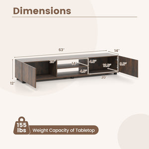 Modern TV Stand for up to 70 inches TVs Minimalist Entertainment Center with 2 Doors and Open Shelves-Rustic Brown view 5