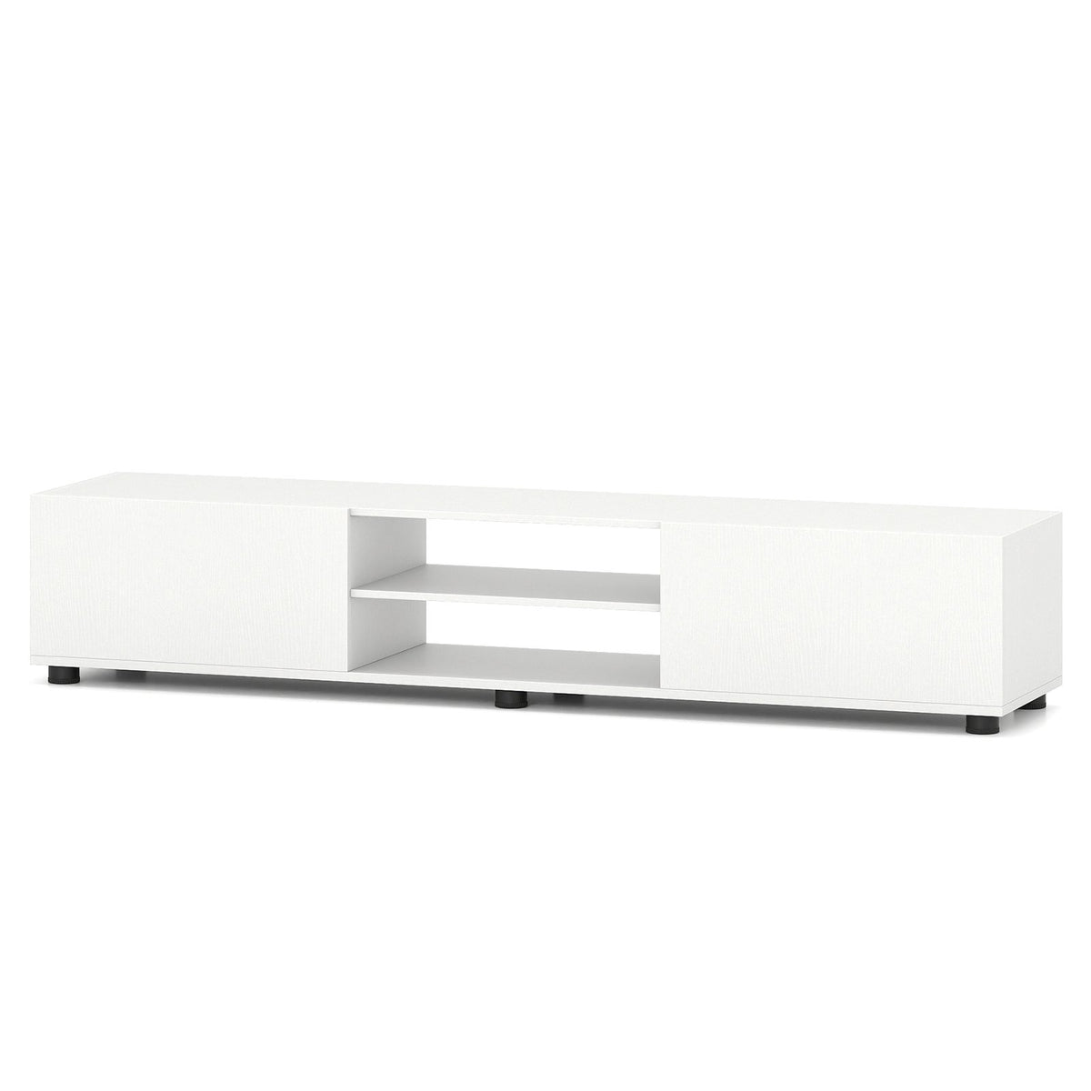 Modern TV Stand for up to 70 inches TVs Minimalist Entertainment Center with 2 Doors and Open Shelves-White