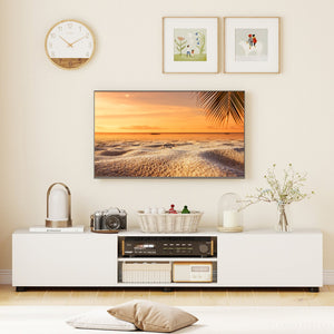 Modern TV Stand for up to 70 inches TVs Minimalist Entertainment Center with 2 Doors and Open Shelves-White view 2