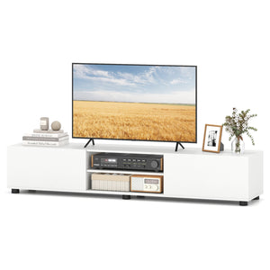 Modern TV Stand for up to 70 inches TVs Minimalist Entertainment Center with 2 Doors and Open Shelves-White view 4
