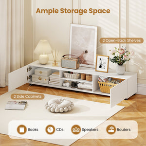 Modern TV Stand for up to 70 inches TVs Minimalist Entertainment Center with 2 Doors and Open Shelves-White view 8