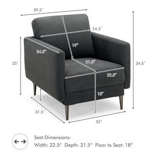 Modern Upholstered Accent Chair with Removable Backrest Cushion-Gray view 5