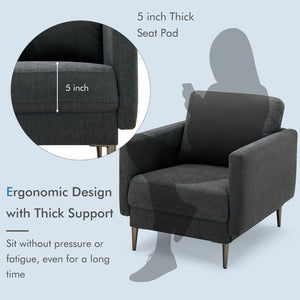 Modern Upholstered Accent Chair with Removable Backrest Cushion-Gray view 7