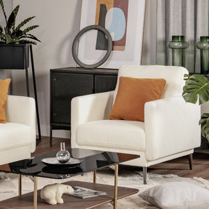 Modern Upholstered Accent Chair with Removable Backrest Cushion-White view 2