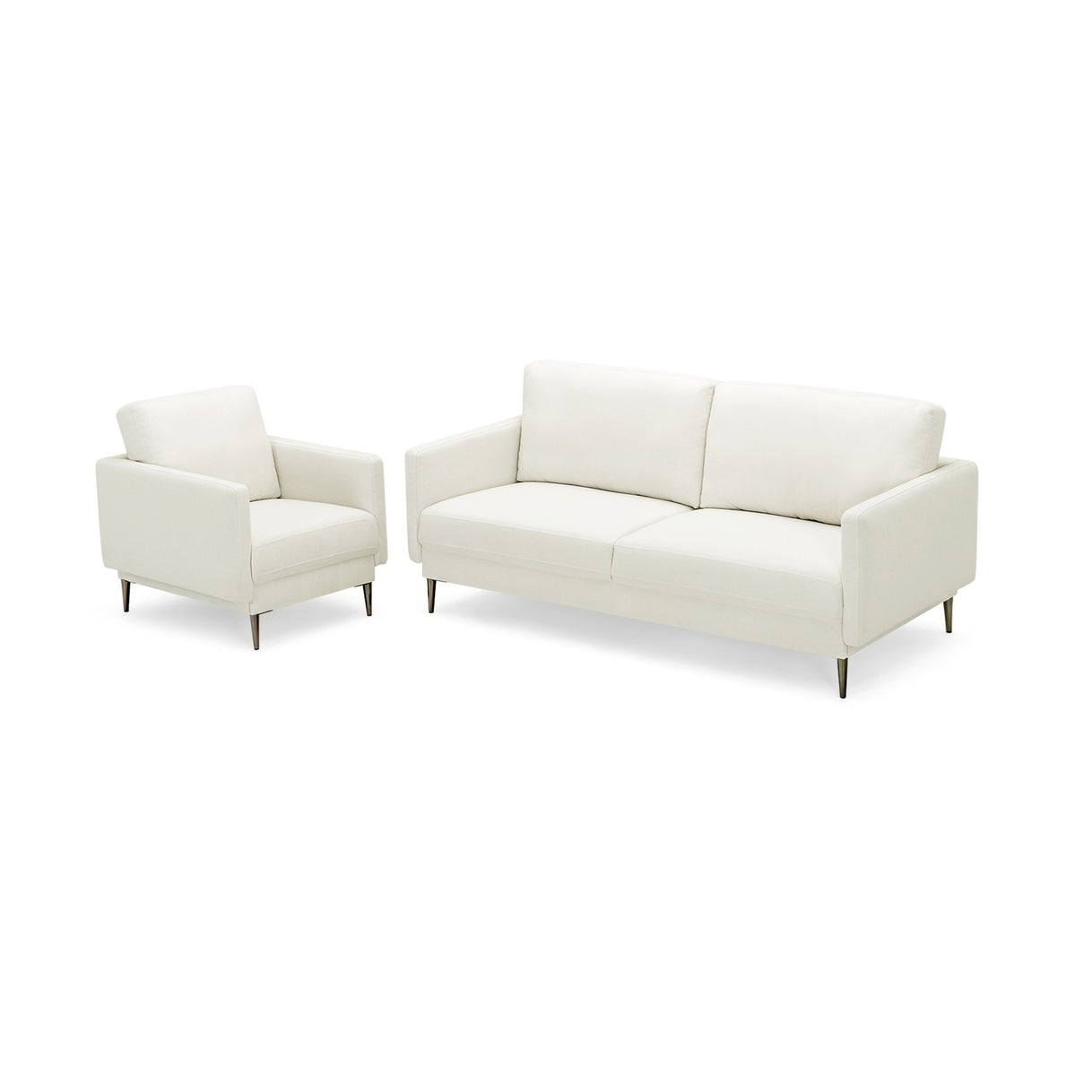 Modern Upholstered Accent Chair with Removable Backrest Cushion-White view 4