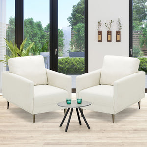 Modern Upholstered Accent Chair with Removable Backrest Cushion-White view 6